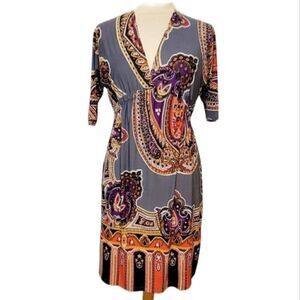 Cristina love paisley Mini Dress Half Sleeve Sz S Gray